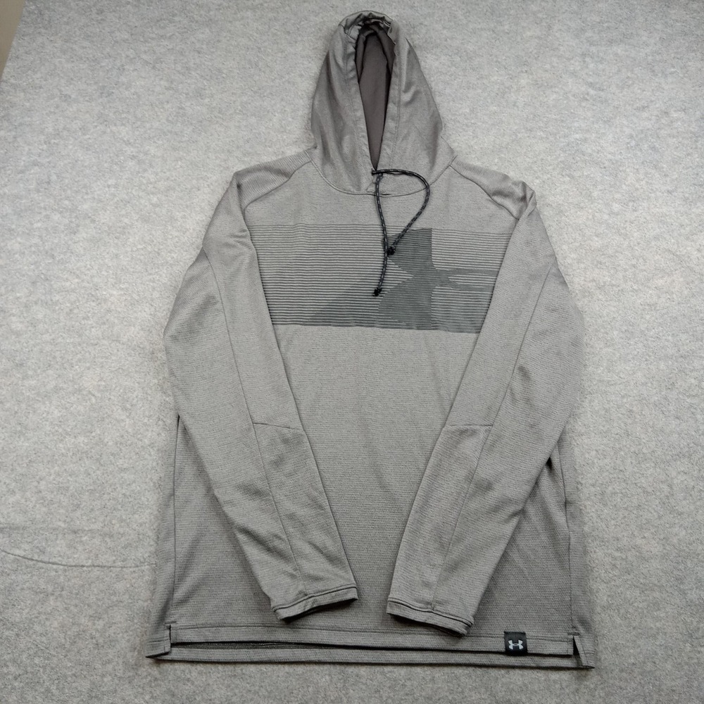Under Armour Hoodie Mens Large Gray Graphic Fitted Pullover Sweatshirt 1320833